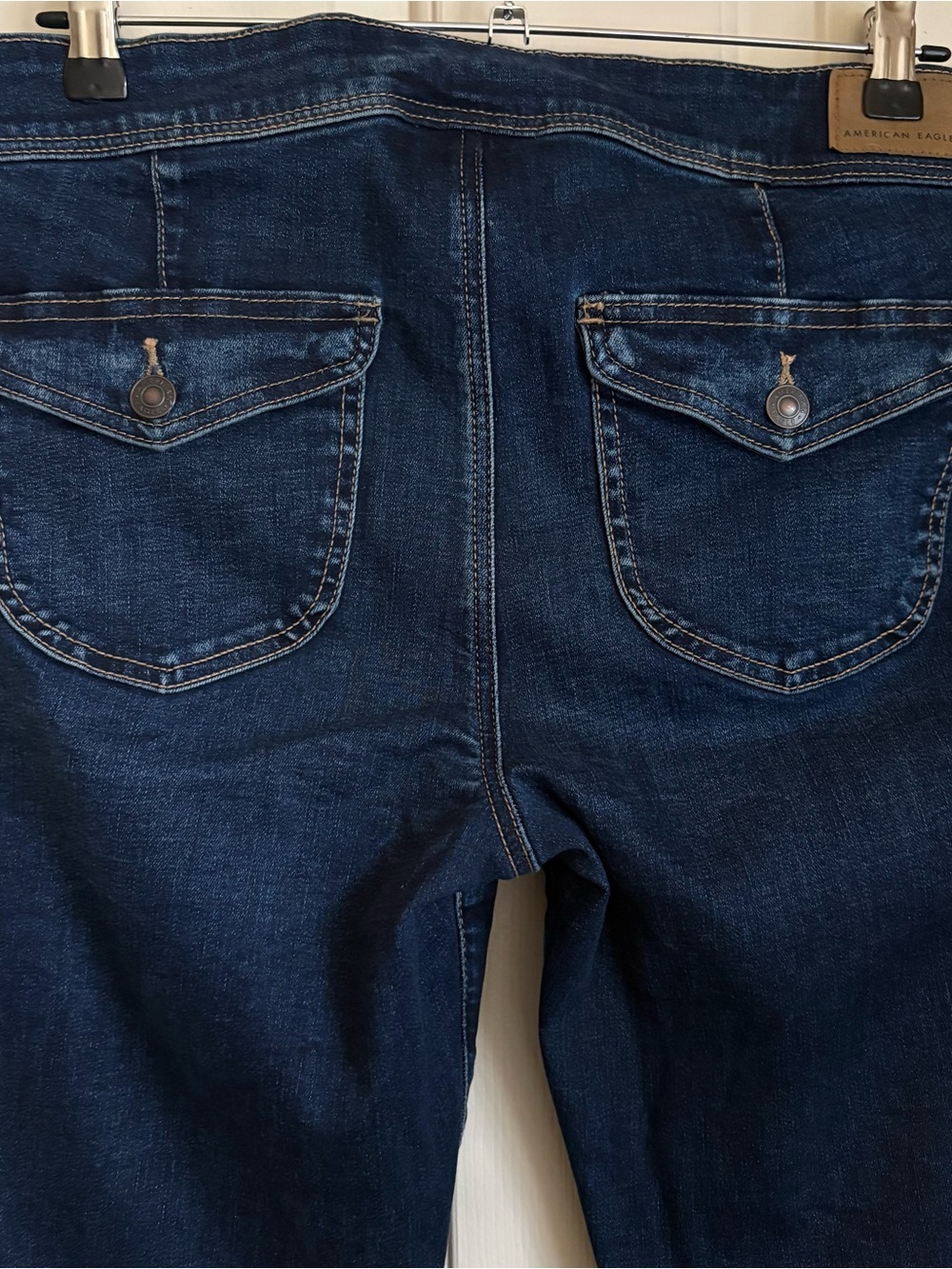 AR Dark Wash Bootcut Kick Flare Stretch Jeans Retro Y2K Indie Sleaze10 Short - Picture 7 of 13